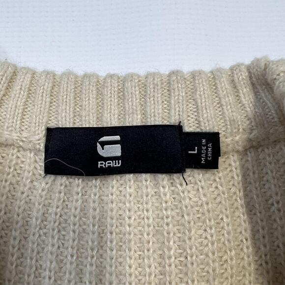 G-Star RAW Sweater Womens Large Beige Plush R Knit WMN LIS Alpaca Blend Zipper - Picture 6 of 8